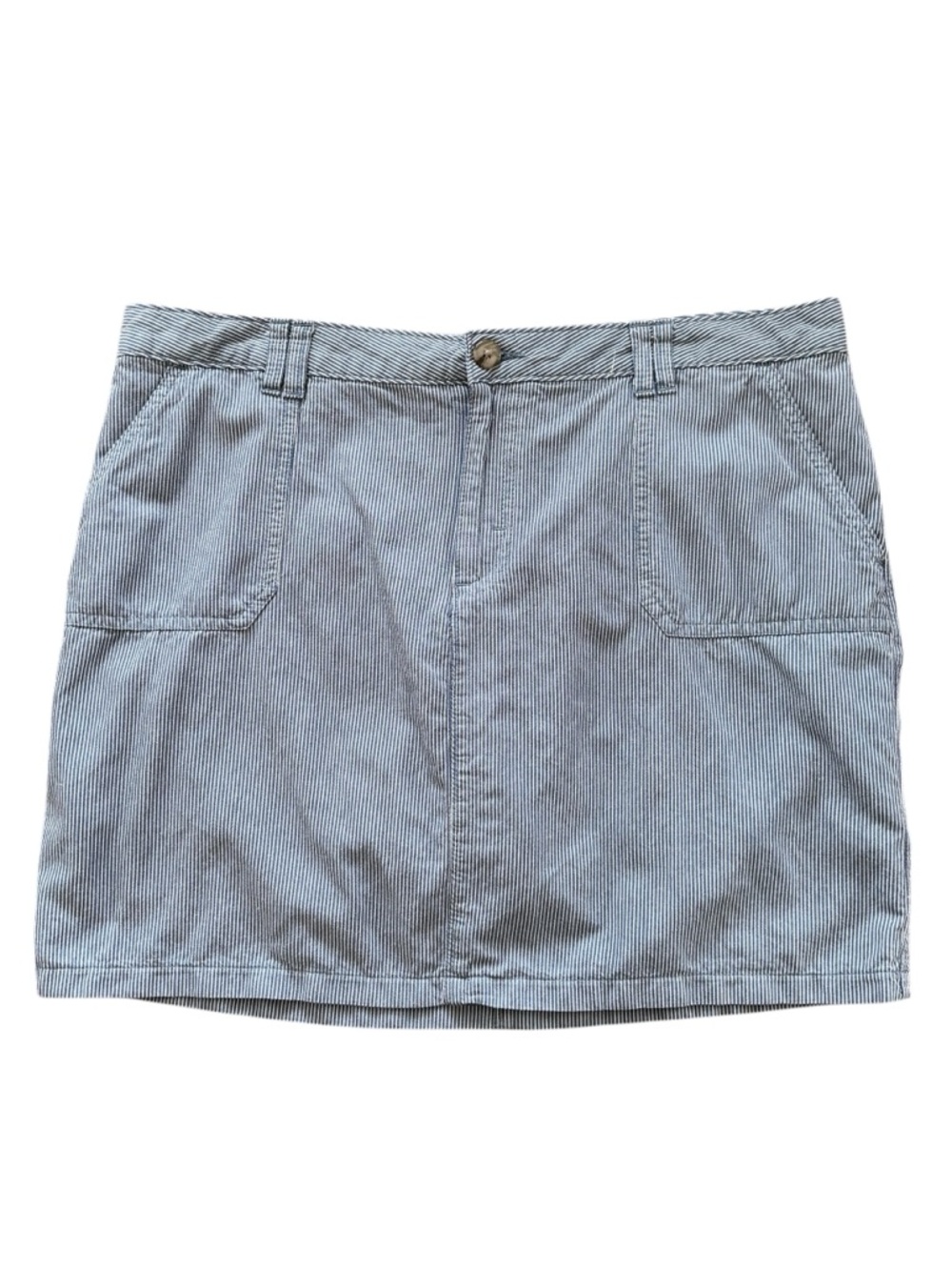 Lee Rider Jean Skirt Skort Womens Size 16 Striped Blue White Denim with Pockets